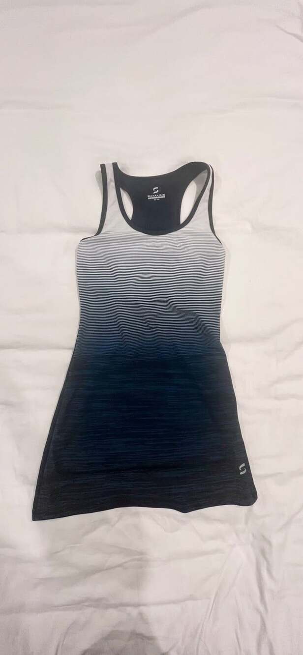 Athletic Tennis Dress Racerback Size S, Ombre Blue & White by Savalino